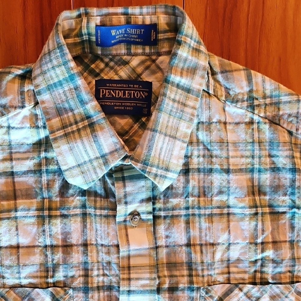 Pendleton Teal and White Plaid Shirt